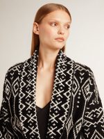 Women's black cardigan with belt and crystals - Image 5