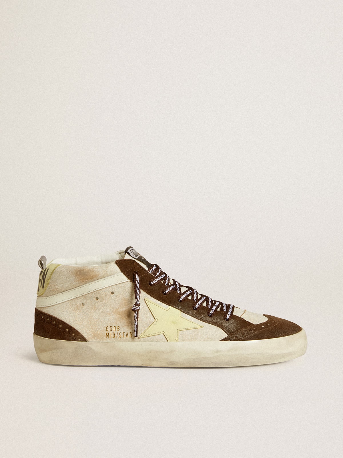 8aa9ffc8463bb356e00f83b5c79bfc82e9f07ef2ac2ad66ed47bad98cb814d6c Men's Mid Star in beige glitter with yellow suede star and cotton flash - Image 1