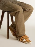 Women's True-Star in tobacco-colored suede with white star and platinum heel tab - Image 3