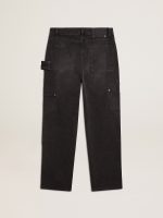 Women's distressed black cotton jeans with front patches - Image 7