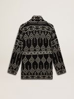 Women's black cardigan with belt and crystals - Image 7