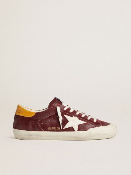 Men's Super-Star in brick-red suede with white leather star and animal-print heel tab