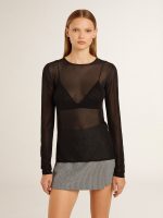 Women's black crew neck t-shirt - Image 2