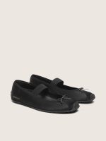 ��toile ballet flats in black satin with black embroidered star and elastic strap - Image 2