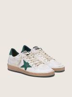 Women's Ball Star in white nappa leather with green leather star and heel tab - Image 2