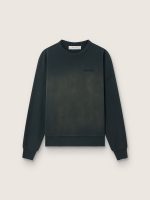 Unisex sweatshirt in worn black cotton with logo embroidery