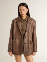 Women's brown leather jacket - Image 2
