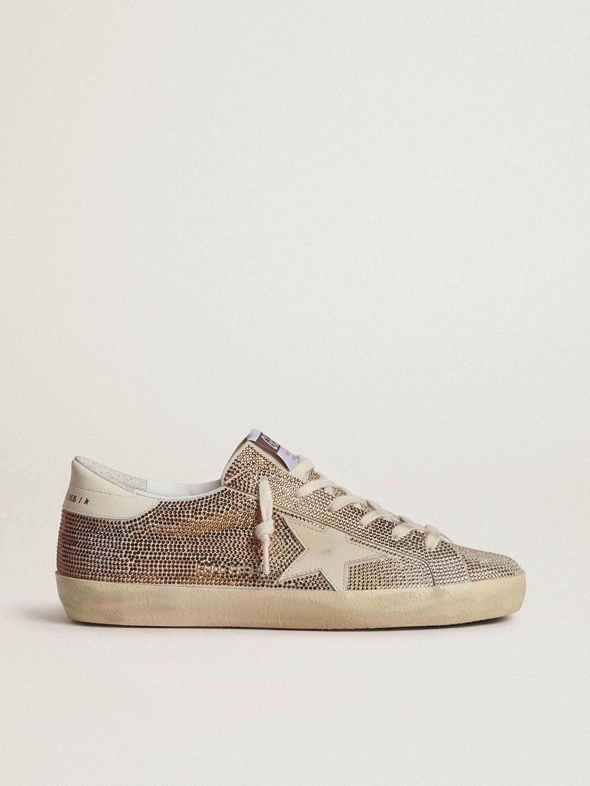 8cd94bb4b15d12aa81cae9ee335ac287353eeb7a6f23ab02d0ea828d4e34348b Super-Star in beige suede and multicolored crystals with cream-colored leather star and heel tab - Image 1