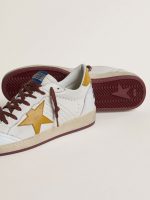 Men's Ball Star in white nappa leather with yellow animal-print leather star and heel tab - Image 3