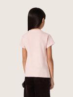 Girls' T-shirt in pink cotton jersey with logo and studs - Image 6