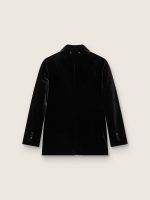 Women's double-breasted jacket in black velvet with black satin lapels - Image 2