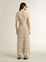 Women's midi dress in cream-colored see-through lace - Image 4