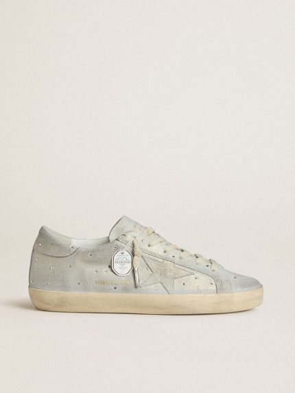 Women's Super-Star LTD in platinum suede and Swarovski crystals with platinum suede star