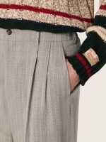 Men's pants in ecru pinstripe micro-chevron wool - Image 4