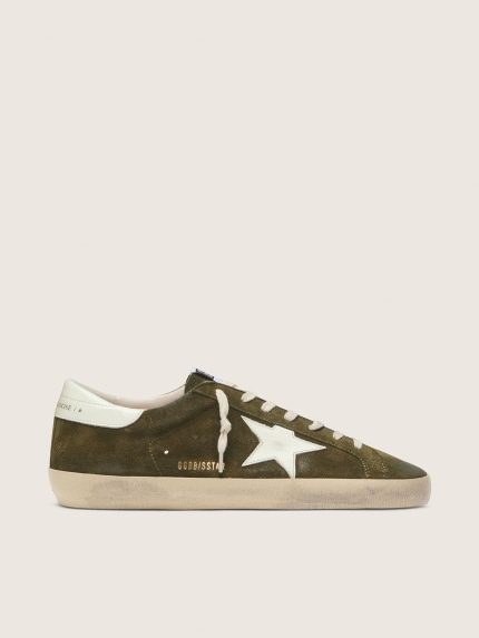 Men's Super-Star in olive-green suede with white leather star