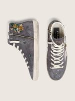 Women's Francy in dark gray suede with white star and beads and crystals - Image 3