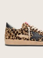 Women's Ball Star in leo-print pony skin, black leather star & heel tab - Image 4