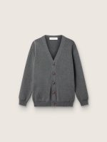Men's cardigan in m��lange gray cotton with logo on the back