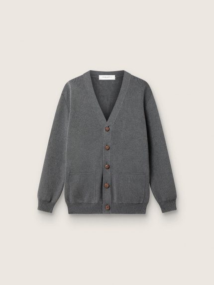 Men's cardigan in m��lange gray cotton with logo on the back