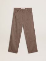 Women's wool blend pants in light brown micro chevron