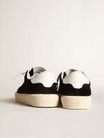 Women's Tennis in black suede with white leather heel tab - Image 4
