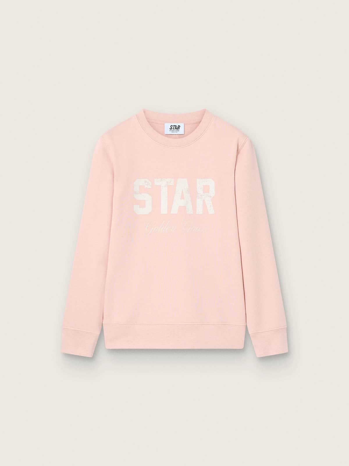 8f5e2b3efd7d3c5c969afade3284db2d8fe52910339c9b5f8c77299a996a3c11 Girls' pink cotton sweatshirt with print and embroidered logo - Image 1