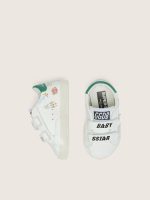 Baby Old School in white leather with gray suede star and colorful print - Image 3