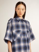 Women's short shirt dress with 3D checkerboard pattern and embroidery - Image 5