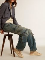 Woman's Super-Star in pale pink suede with suede star and platinum heel tab - Image 3