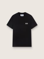 Men's black T-shirt with contrasting white logo and star