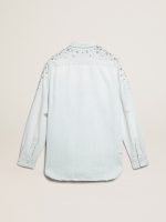 Women's bleached boyfriend shirt with cabochon crystals - Image 6