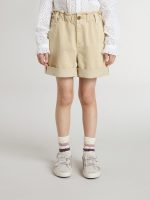 Girls' sand-colored shorts with embroidered logo - Image 2