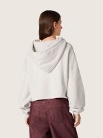Star women's cropped hooded sweatshirt in gray melange cotton - Image 6