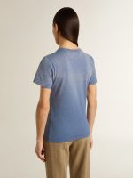 Women's faded light blue T-shirt with print on the chest - Image 3
