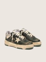 Women's Forty2 in green leather and cream nylon with TPU star and silver leather heel tab - Image 2