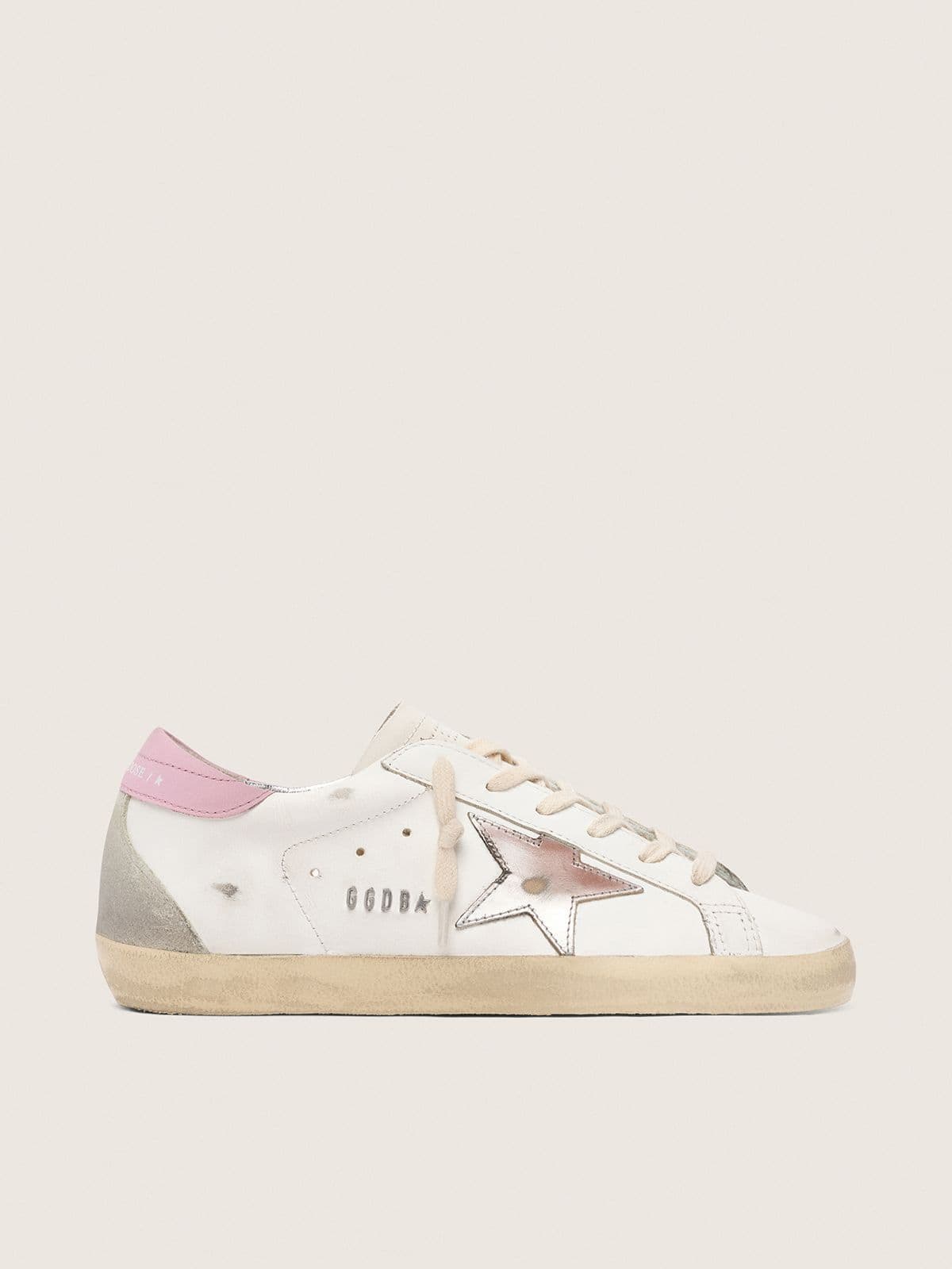 9061a14918438e457433adb4998aeace04003930b2f297f747e34e14287caa53 Women's Super-Star with silver leather star and pink heel tab - Image 1