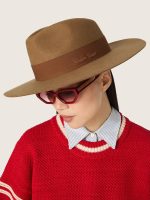 Beige fedora hat with ribbon strap and silver star - Image 3
