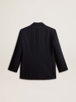 Women's dark blue wool-blend blazer jacket - Image 2