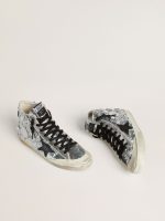 Women's Francy in nylon with all-over silver sequins and black leather star - Image 2