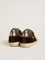 Men's Super-Star in cognac velvet with metallic leather star and heel tab - Image 4