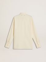 Women's cream-colored cotton shirt with floral embroidery - Image 7