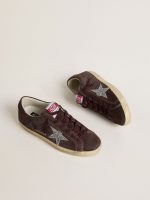 Women's Super-Star in brown suede with silver glitter star - Image 2