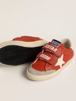 Junior Old School in orange nappa with white star and cream-colored leather heel tab - Image 3