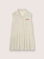 Girls' striped sleeveless shirt dress in ecru, beige and gray