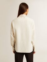 Women's viscose and cotton blend shirt with crystal-embellished collar - Image 5