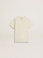 Boys' cream-colored T-shirt with raised logo