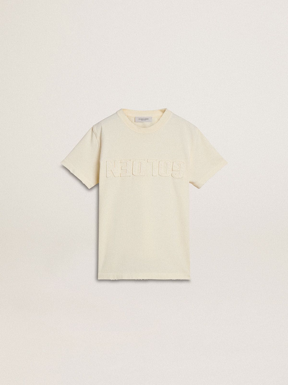 930a1e70214abdf07c8cfd6410bd6e1f882dd7e3c37a773d795beed7b5066184 Boys' cream-colored T-shirt with raised logo - Image 1