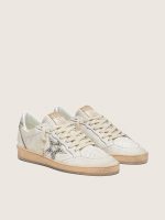 Women's Ball Star in white leather with animal-print pony skin star - Image 2