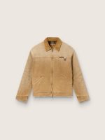 Unisex reversible jacket in beige cotton with check pattern