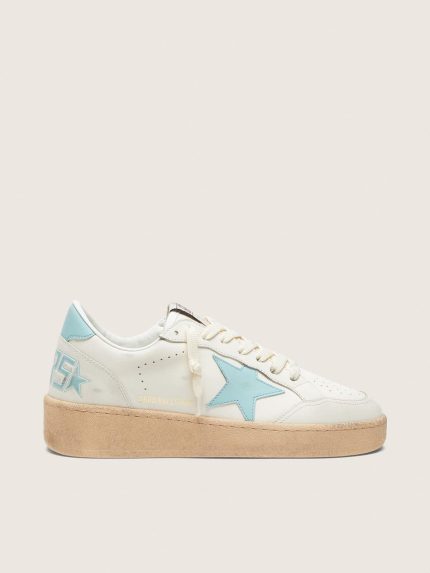 Women's Ball Star in white leather with light blue star